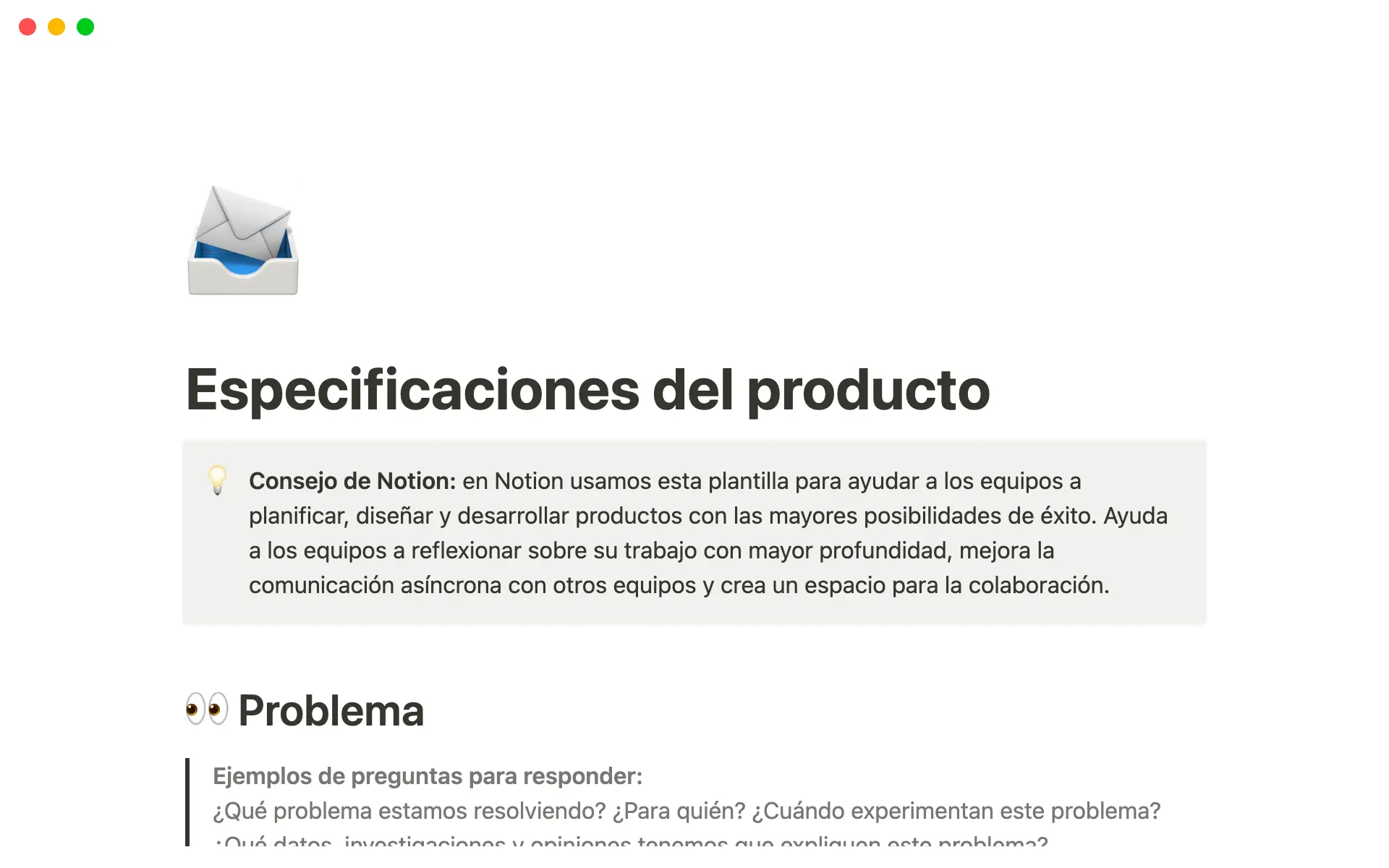 Crea y comparte especificaciones técnicas en Notion